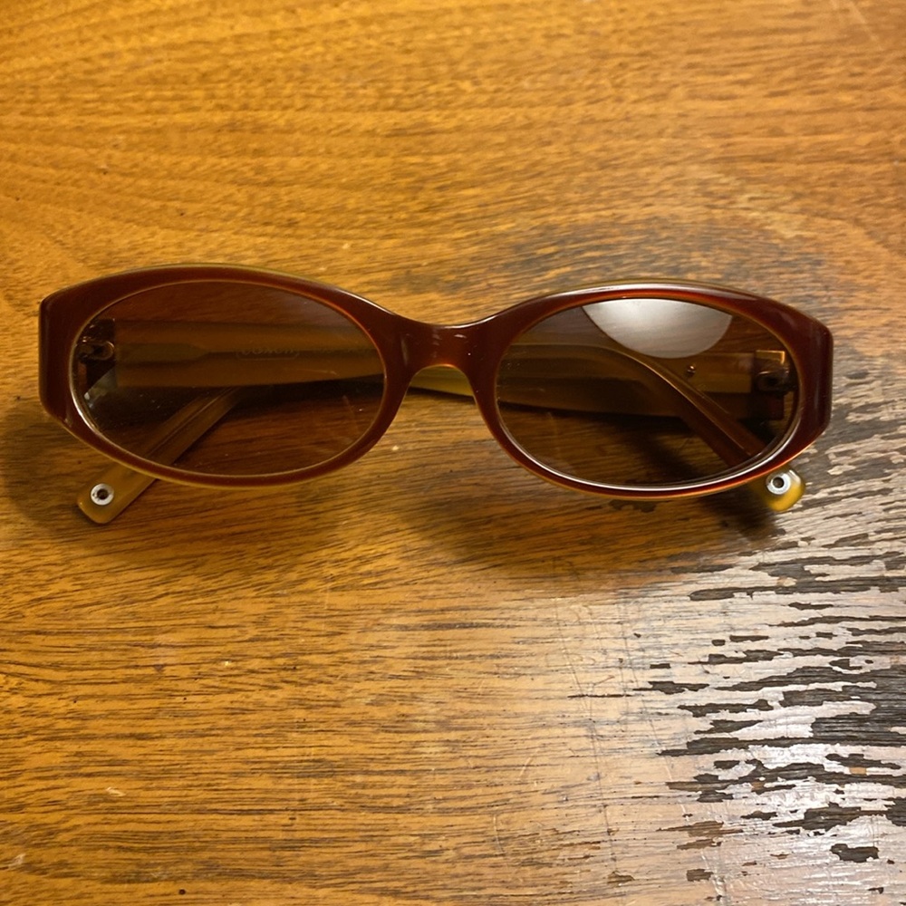Coach Burgundy & Toffee Sunglasses in Brown Signature C Case